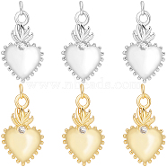 8Pcs 2 Colors Rack Plating Brass Micro Pave Cubic Zirconia Pendants, Long-Lasting Plated, Lead Free & Cadmium Free, Sacred Heart Charm, Real 18K Gold Plated & Platinum, 23.5x14x2mm, Hole: 3mm, 4pcs/color(KK-BBC0012-95)