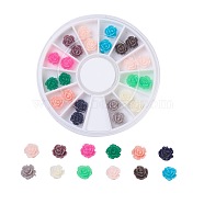 Resin Beads, Flower, Mixed Color, 6~6.5x4~4.5mm, Hole: 0.8mm, 2pcs/compartment, 24pcs/box(RESI-X0001-02)