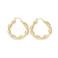 Brass Twist Rope Shape Hoop Earrings for Women, Golden, 36.5x34.5x5.5mm, Pin: 0.5~1x0.5mm(EJEW-F303-08G)