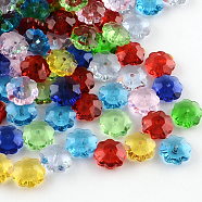 Flower Transparent Glass Beads, Marguerite Beads, Faceted, Mixed Color, 9.5~10x4mm, Hole: 1mm(X-GLAA-R160-M)