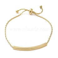 Ion Plating(IP) 304 Stainless Steel Cardano Chains Slider Bracelets, Adjustable Rectangle Link Bracelets for Women Men, Real 18K Gold Plated, 9-1/2 inch(24cm)(BJEW-K245-01G)