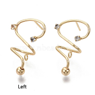 Brass Micro Pave Clear Cubic Zirconia Stud Earring Findings, Real 18K Gold Plated, with Loop, Nickel Free, 23x14mm, Hole: 1.5mm, Pin: 1mm(KK-N230-14-NF)