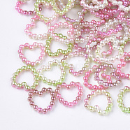 Rainbow ABS Plastic Imitation Pearl Linking Rings, Gradient Mermaid Pearl, Heart, Mixed Color, 11x11x2mm, Inner Measure: 5.5x7mm, about 1000pcs/bag(OACR-T015-04-08)