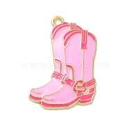 West Cowboy Theme Golden Plated Alloy Enamel Pendants, Boot, 31x20x2mm, Hole: 1.8mm(FIND-B036-02D)