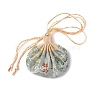 Chinese Brocade Sachet Coin Purses, Drawstring Floral Embroidered Jewelry Bag Gift Pouches, for Women Girls, Beige, 9.2x12cm(ABAG-G009-A01)