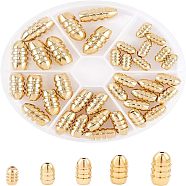 Brass Grooved Bullet Shape Weights Fishing Sinkers, for Freshwater Saltwater Bass Fishing, Golden, 11.5~21.5x6~10mm, Hole: 1.5~2mm, 42pcs/box(KK-FH0001-02G)