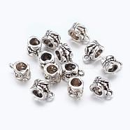 Tibetan Style Alloy Hangers, Bail Beads, Lead Free and Cadmium Free, Cup, Antique Silver, about 11.5mm long, 6mm wide, 8mm thick, hole: 2mm, Inner Diameter: 4.3x4.4mm(X-LF0327Y)