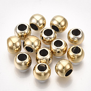 UV Plating ABS Plastic Beads, Round, Golden Plated, 6x4.5mm, Hole: 2.5mm(CCB-S162-28A-02)