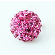 Polymer Clay Rhinestone Beads, Pave Disco Ball Beads, Grade A, Half Drilled, Round, Rose, PP9(1.5.~1.6mm), 6mm, Hole: 1.2mm(RB-H284-6MM-Half-209)