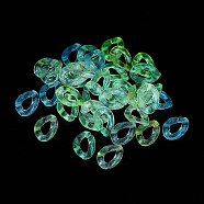 Luminous Rainbow Iridescent Plating Transparent Acrylic Linking Rings, Glow in the Dark Glitter Quick Link Connector, Twisted Oval, for Curb Chain Making, Mixed Color, 16x12x3mm, Inner Diameter: 8x4.5mm, about 1800pcs/500g(OACR-Z013-21)