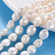 Natural Keshi Pearl Beads Strands, Cultured Freshwater Pearl, Nuggets, Seashell Color, 8~18x7~10x5~8mm, Hole: 0.6mm, about 24~41pcs/strand, 14.96 inch(38cm)(PEAR-S020-T01)