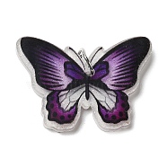 Opaque Acrylic Pendants, with Platinum Iron Jump Ring, Butterfly Charms, Purple, 25x33.5x4mm, Hole: 5.2mm(SACR-L004-06E)