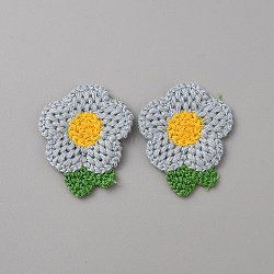 Crochet Flower Appliques, Computerized Embroidery Cloth Patches, Costume Accessories, Sewing Craft Decoration, Light Steel Blue, 47x40x2.5mm(DIY-WH0502-05A)