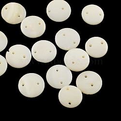 (Holiday Stock-Up Sale)2-Hole Flat Round Freshwater Shell Buttons, Old Lace, 11~13x2~4mm, Hole: 1mm(SHEL-Q005-12)