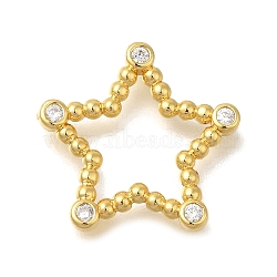 Rack Plating Brass Clear Cubic Zirconia Linking Rings, Real 18K Gold Plated, Lead Free & Cadmium Free, Long-Lasting Plated, Star, 17.5x18x2mm(KK-I716-26G-02)