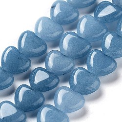 Natural Quartz Imitation Aquamarine Beads Strands, Dyed, Heart, 10x10x4.5~5mm, Hole: 0.7mm, about 20pcs/strand, 7.28''~7.48''(18.5~19cm)(G-P528-C03-01)