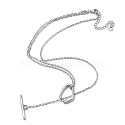 304 Stainless Steel Lariat Necklaces for Women, Cable Chains with Toggle Clasps, Stainless Steel Color, 18.50 inch(47cm)(NJEW-K259-06P)