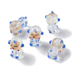 Luminous Handmade Lampwork Beads Strands, Glow in the Dark, Monkey, 22~22.5x17~17.5x14~15mm, Hole: 1.8mm, about 20pcs/strand, 16.54''(42cm)(LAMP-Z007-03F)