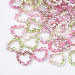 Rainbow ABS Plastic Imitation Pearl Linking Rings, Gradient Mermaid Pearl, Heart, Mixed Color, 11x11x2mm, Inner Measure: 5.5x7mm, about 1000pcs/bag(OACR-T015-04-08)