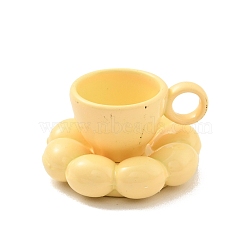 Mini Alloy Display Decorations, Dollhouse Accessories, for Home Office Tabletop, Coffee Cup with Coaster, Champagne Yellow, Cup: 8x15x11mm, Coaster: 18x5mm(DJEW-G028-01B)