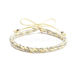 Nylon and Polyester Braided Cord Bracelet, Adjustable Friendship Jewelry for Women, Champagne Yellow, Inner Diameter: 2-1/4~3-1/4 inch(5.8~8.1cm)(BJEW-JB07676)