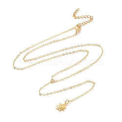 Brass Sun Pendant Lariat Necklace with Cable Chains for Women, Golden, 20.24 inch(51.4cm)(NJEW-JN04141)