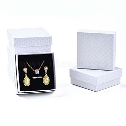 Square Cardboard Jewelry Boxes, with Sponge Inside, for Earring & Ring & Pendant, White, 7.5x7.5x3.5cm, Inner Size: 7x7cm(CBOX-N012-34B)