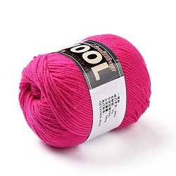 Polyester & Wool Yarn for Sweater Hat, 4-Strands Wool Threads for Knitting Crochet Supplies, Cerise, about 100g/roll(YCOR-PW0001-003A-01)