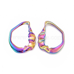 Ion Plating(IP) 304 Stainless Steel Linking Rings, Ruffled Irregular Teardrop, Rainbow Color, 32x25x3mm, Inner Diameter: 17x25mm(STAS-C003-03MC)