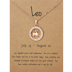 Alloy Constellation Pendant Necklaces, Golden, Leo, 17.13 inch(43.5cm)(PW23032738170)