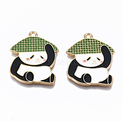 Alloy Enamel Pendants, Cadmium Free & Lead Free, Light Gold, Panda Shape, Colorful, 28.5x23x1.5mm, Hole: 1.6mm(X1-ENAM-S127-020-RS)