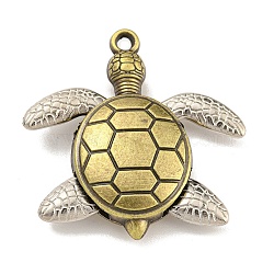 Alloy Pendants, Turtle, Cadmium Free & Lead Free, Antique Bronze & Platinum, 38.5x38x8mm, Hole: 2mm(FIND-C052-13AB)