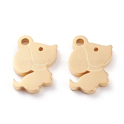 Ion Plating(IP) 304 Stainless Steel Charms, Laser Cut, Dog, Golden, 12x11x1.5mm, Hole: 1.2mm(STAS-Y002-16G)