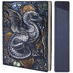 1 Book A5 3D Embossed PU Leather Notebook, with Paper Inside, for School Office Supplies, 1Pc PU Leather Single Pen Holder Case, Dragon, Notebook: 213x145x17.5~21mm, Pen Case: 167x35x2.5mm(AJEW-CP0005-98B)