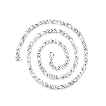 Men's 201 Stainless Steel Figaro Chains Necklace, Stainless Steel Color, 23.62 inch(60cm), Wide: 5mm