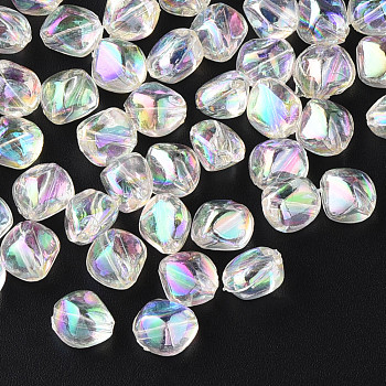 Transparent Acrylic Beads, AB Color Plated, Nuggets, Clear AB, 10.5x10x8mm, Hole: 1.6mm, about 2300pcs/500g