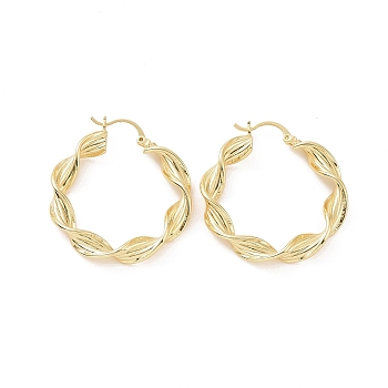 Brass Twist Rope Shape Hoop Earrings for Women, Golden, 36.5x34.5x5.5mm, Pin: 0.5~1x0.5mm