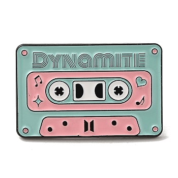 Word Dynamite Radio Alloy Enamel Pin Brooch, for Backpack Clothes, Turquoise, 19.5x30.5x2mm
