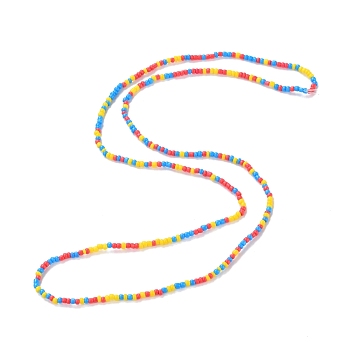 Waist Beads, Glass Seed Beads Stretch Body Chain, Fashion Bikini Jewelry for Women, Colorful, 31-1/2~32-1/4 inch(80~82cm)
