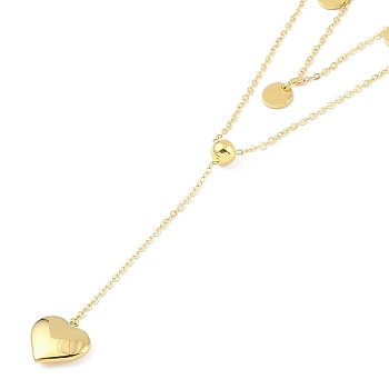 Ion Plating(IP) 304 Stainless Steel Double Layer Heart Pendant Necklaces for Women, Golden, 15.94 inch(40.5cm)