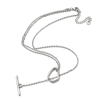 304 Stainless Steel Lariat Necklaces for Women, Cable Chains with Toggle Clasps, Stainless Steel Color, 18.50 inch(47cm)