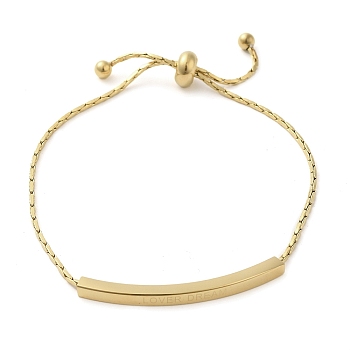 Ion Plating(IP) 304 Stainless Steel Cardano Chains Slider Bracelets, Adjustable Rectangle Link Bracelets for Women Men, Real 18K Gold Plated, 9-1/2 inch(24cm)