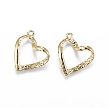 Alloy Jewelry Pendants, Twist Heart, Light Gold, 23x20x2mm, Hole: 1.6mm