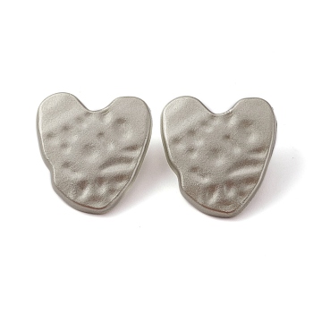 Zinc Alloy Shank Buttons, 1-Hole, for Garment Accessories, Heart, Matte Platinum Color, 25x23.5x7.5mm, Hole: 2.6mm