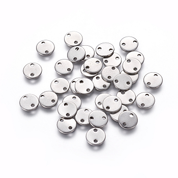 304 Stainless Steel Links connectors, Flat Round, Stainless Steel Color, 8x1mm, Hole: 1.4mm