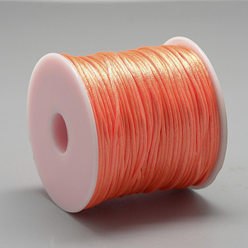 Nylon Thread, Rattail Satin Cord, Dark Orange, about 1mm, about 76.55 yards(70m)/roll