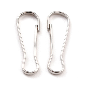 201 Stainless Steel Keychain Clasps, Stainless Steel Color, 22x8.7x1.8mm, Inner Diameter: 21x6mm