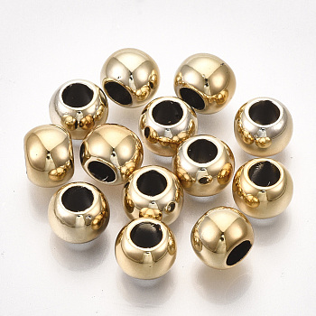 UV Plating ABS Plastic Beads, Round, Golden Plated, 6x4.5mm, Hole: 2.5mm