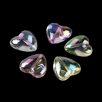 Transparent Acrylic Beads, UV Plating Iridescent, Heart, 18x17.5x7mm, Hole: 1.7mm
