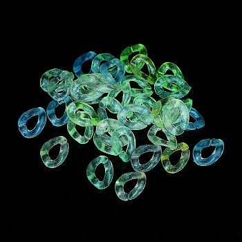 Luminous Rainbow Iridescent Plating Transparent Acrylic Linking Rings, Glow in the Dark Glitter Quick Link Connector, Twisted Oval, for Curb Chain Making, Mixed Color, 16x12x3mm, Inner Diameter: 8x4.5mm, about 1800pcs/500g